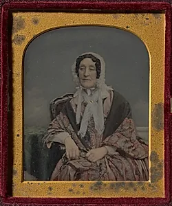 High-born lady in white bonnet by Antoine Claudet (French, 1797–1867)
