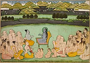 Hindu God Krishna Talking to Elders by Unknown Artist