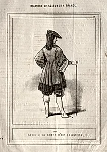 Histoire du Costume en France:  Gens à la suite d'un seigneur by Paul Gavarni (French, 1804–1866)