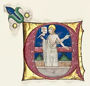 Historiated Initial (E) Excised from an Antiphonary: Risen Christ in the Tomb by Unknown Artist