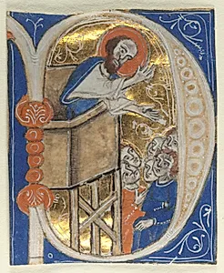 Historiated Initial Excised from a Bible (set of nine) by Unknown Artist
