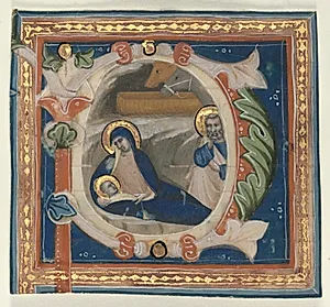 Historiated Initial (P) Excised from a Gradual: The Nativity