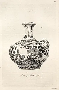 History of the Ceramic Art: A Descriptive and Philosophical Study of the Pottery of All Ages and All Nations: Persia: Soft Porcelain- Gargoulette, Decorated with the Simorg (Plate VI) by Jules Jacquemart (French, 1837–1880)