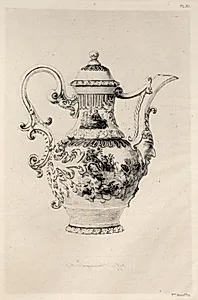 History of the Ceramic Art: A Descriptive and Philosophical Study of the Pottery of All Ages and All Nations: Saxony: Dresden- Hard Porcelain- Ewer in Relief, with Figures in Violet Cámaïeu (Plate XII) by Jules Jacquemart (French, 1837–1880)