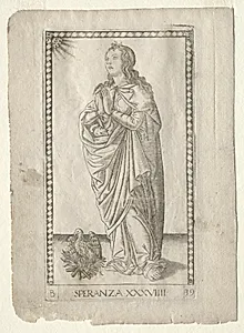 Hope (from the Tarocchi, series B: Cosmic Principles & Virtues, #39) by Master of the E-Series Tarocchi (Italian, 15th century)
