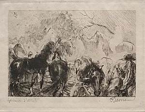 Horse Market in Algiers by Albert Besnard (French, 1849–1934)