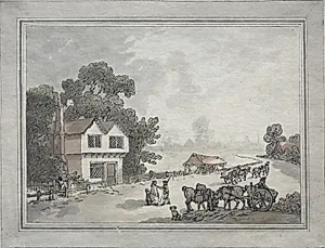 Horses and Carts on a Country Road by Thomas Rowlandson (British, 1756–1827)