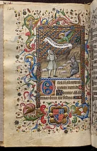 Hours of Charles the Noble, King of Navarre (1361-1425): Annunciation to the Shepherds (Tierce), fol. 74 (verso) by Master of the Brussels Initials and Associates (French)