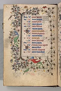 Hours of Charles the Noble, King of Navarre (1361-1425): fol. 1v, January  by Master of the Brussels Initials and Associates (French)