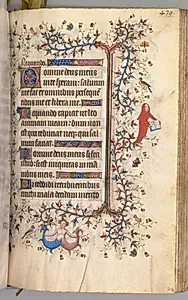 Hours of Charles the Noble, King of Navarre (1361-1425): fol. 214r, Text by Master of the Brussels Initials and Associates (French)