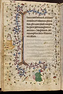 Hours of Charles the Noble, King of Navarre (1361-1425): fol. 22v, Text by Master of the Brussels Initials and Associates (French)