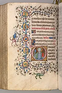 Hours of Charles the Noble, King of Navarre (1361-1425): fol. 263r, St. Peter by Master of the Brussels Initials and Associates (French)