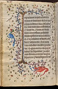 Hours of Charles the Noble, King of Navarre (1361-1425): fol. 27v, Text by Master of the Brussels Initials and Associates (French)