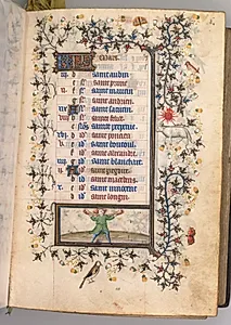 Hours of Charles the Noble, King of Navarre (1361-1425): fol. 3r, March by Master of the Brussels Initials and Associates (French)