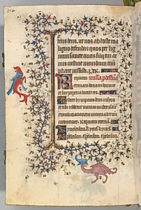 Hours of Charles the Noble, King of Navarre (1361-1425), fol. 321v, Bust of Death by Master of the Brussels Initials and Associates (French)