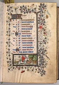 Hours of Charles the Noble, King of Navarre (1361-1425): fol. 5r, May by Master of the Brussels Initials and Associates (French)