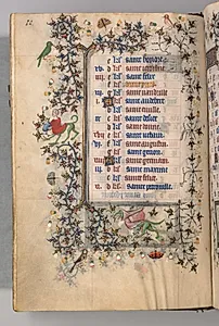 Hours of Charles the Noble, King of Navarre (1361-1425): fol. 5v, May by Master of the Brussels Initials and Associates (French)