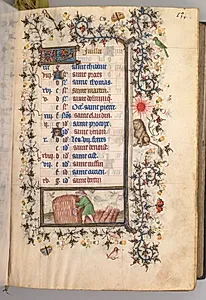 Hours of Charles the Noble, King of Navarre (1361-1425): fol. 7r, July by Master of the Brussels Initials and Associates (French)