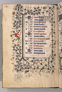 Hours of Charles the Noble, King of Navarre (1361-1425): fol. 7v, July by Master of the Brussels Initials and Associates (French)