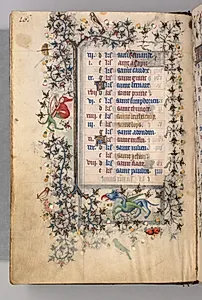 Hours of Charles the Noble, King of Navarre (1361-1425): fol. 8v, August by Master of the Brussels Initials and Associates (French)