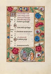 Hours of Queen Isabella the Catholic, Queen of Spain:  Fol. 12r, November by Master of the First Prayerbook of Maximillian (Flemish, c. 1444–1519)