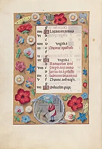 Hours of Queen Isabella the Catholic, Queen of Spain:  Fol. 13v, December by Master of the First Prayerbook of Maximillian (Flemish, c. 1444–1519)