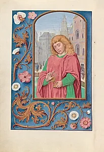 Hours of Queen Isabella the Catholic, Queen of Spain:  Fol. 171, St. John the Evangelist by Master of the First Prayerbook of Maximillian (Flemish, c. 1444–1519)
