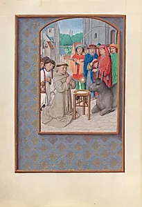 Hours of Queen Isabella the Catholic, Queen of Spain:  Fol. 187v, St. Anthony of Padua by Master of the First Prayerbook of Maximillian (Flemish, c. 1444–1519)