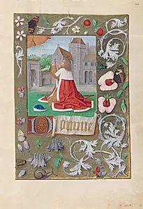 Hours of Queen Isabella the Catholic, Queen of Spain:  Fol. 200r, David by Master of the First Prayerbook of Maximillian (Flemish, c. 1444–1519)