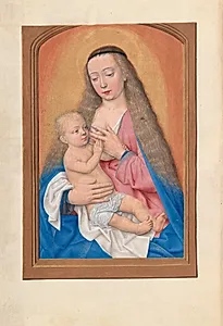 Hours of Queen Isabella the Catholic, Queen of Spain:  Fol. 257v, Madonna and Child by Master of the First Prayerbook of Maximillian (Flemish, c. 1444–1519)
