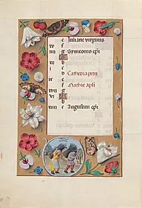 Hours of Queen Isabella the Catholic, Queen of Spain:  Fol. 3v, February by Master of the First Prayerbook of Maximillian (Flemish, c. 1444–1519)