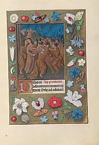 Hours of Queen Isabella the Catholic, Queen of Spain:  Fol. 61r, Kiss of Judas by Master of the First Prayerbook of Maximillian (Flemish, c. 1444–1519)