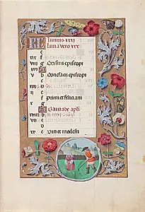 Hours of Queen Isabella the Catholic, Queen of Spain:  Fol. 7r, June by Master of the First Prayerbook of Maximillian (Flemish, c. 1444–1519)