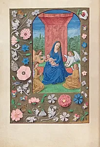 Hours of Queen Isabella the Catholic, Queen of Spain:  Fol. 80v, Virgin & Christ with Angels by Master of the First Prayerbook of Maximillian (Flemish, c. 1444–1519)