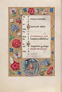 Hours of Queen Isabella the Catholic, Queen of Spain:  Fol. 9v, August by Master of the First Prayerbook of Maximillian (Flemish, c. 1444–1519)