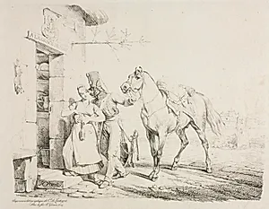 Hussar at the Door of a Cabaret, or Hussar Embracing a Servant