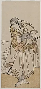 Ichikawa Monnosuke II Standing Beside a Stone Box