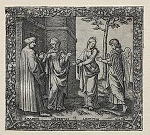Illustration to Amadeo Berruti's Dialogue on Friendship, Rome, 1517 by Marcantonio Raimondi (Italian, 1470/82–1527/34)