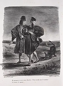 Illustrations for Faust: Faust, Méphistophélé and the barbet by Eugène Delacroix (French, 1798–1863)