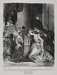 Illustrations for Faust: Marguerite at church by Eugène Delacroix (French, 1798–1863)