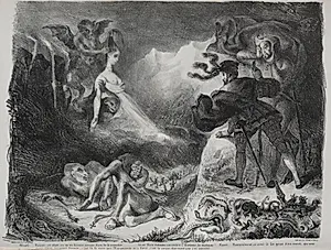 Illustrations for Faust: Marguerite's shadow appears to Faust by Eugène Delacroix (French, 1798–1863)