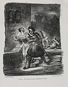 Illustrations for Faust:  Méphistophélés and Faust flee after the duel by Eugène Delacroix (French, 1798–1863)