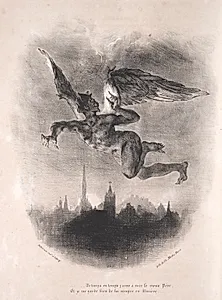 Illustrations for Faust:  Méphistophélés in the air by Eugène Delacroix (French, 1798–1863)