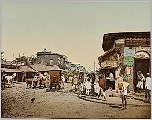 India. Calcutta. Upper Chitpore Road (A), after photo by Dr. Kurt Boeck by Photoglob Co. (Zurich, active c. 1890–1910)