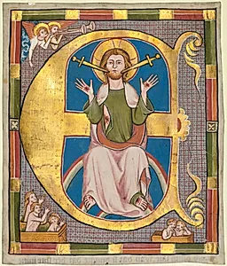 Initial E from a Municipal Law Book: The Last Judgment by Unknown Artist
