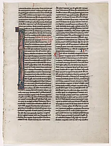Initial I: Entwined Beast and Serpent: Leaf from a Bible (2 of 2 Excised Leaves) by Unknown Artist