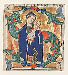 Initial S[alve sancta parens]  from a Gradual: Madonna and Child