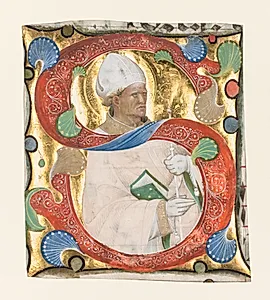 Initial S from a Gradual: St. Augustine by Master of the Murano Gradual (Italian)