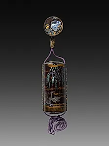 Inro (Case) with Egrets and Willows by Unknown Artist