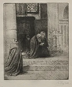 Interior of a Church by Alphonse Legros (French, 1837–1911)